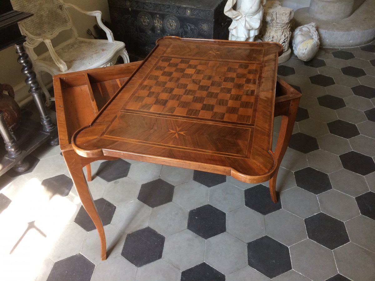 Table Tric Trac En Noyer d'époque Louis XV-photo-4