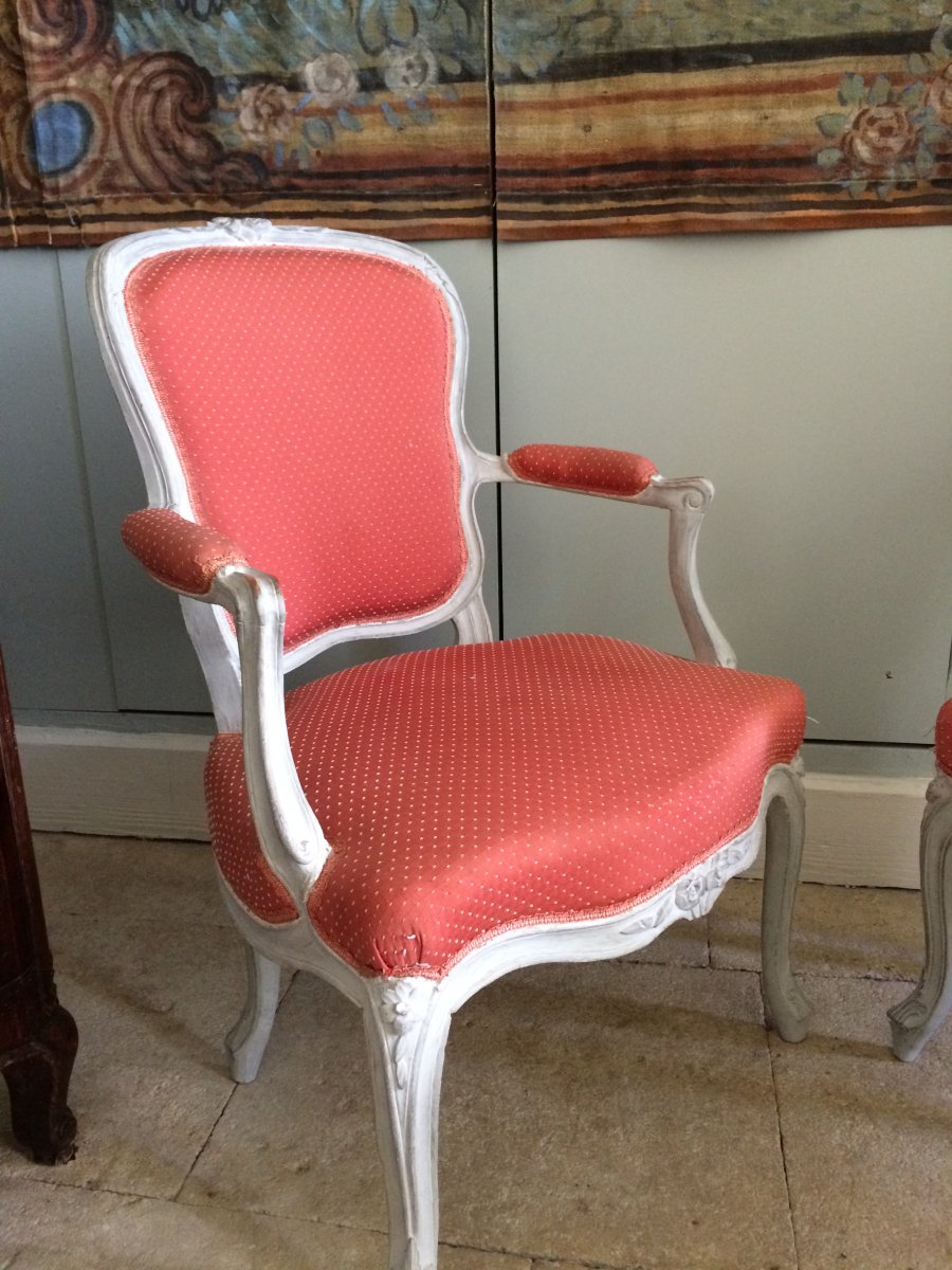 Paire de fauteuils en cabriolet d'époque Louis XV-photo-2