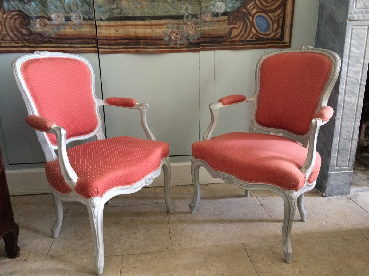 Pair Of Armchairs In Louis XV Cabriolet