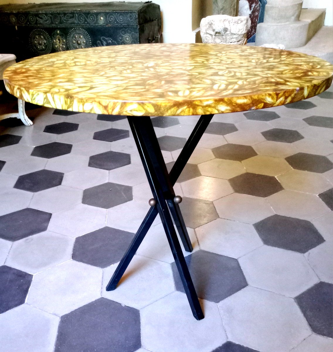 Piero Fornasetti: Tripod Side Table. Circa 1960