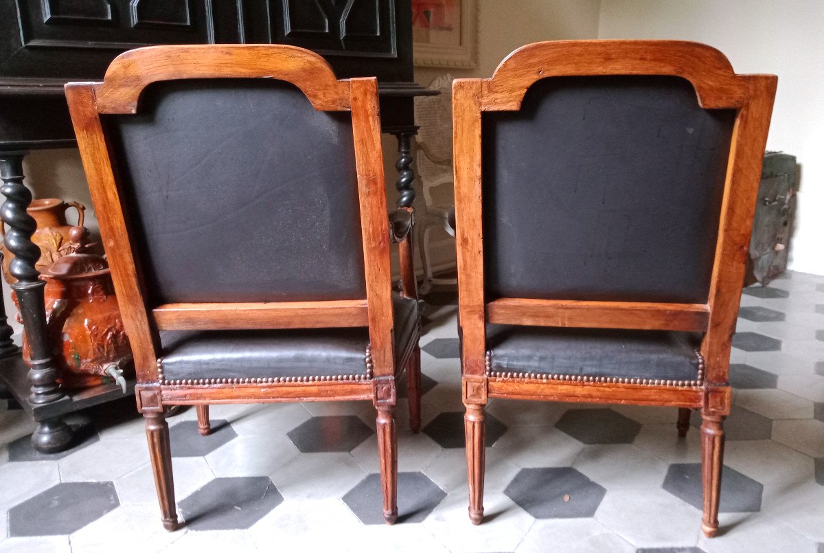 Pair Of Armchairs With Backrest, Louis XVI Period-photo-3