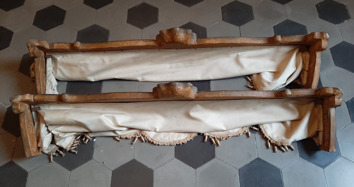 Pair Of Valances Louis XV Style In Golden Wood. Napoleon III Period-photo-4