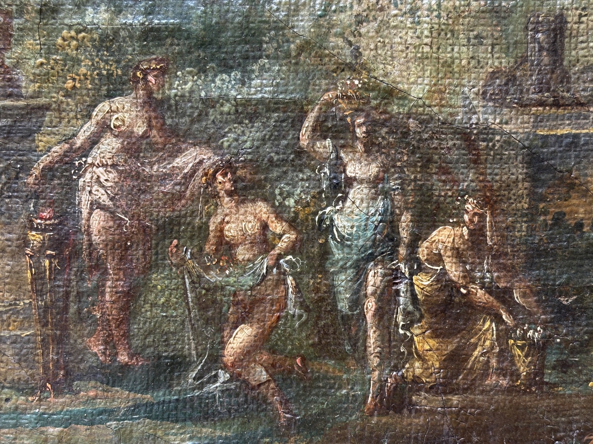Tableau Ancien - École Française (Leclerc des Gobelins) - Scène Néoclassique - XVIIIe siècle-photo-2