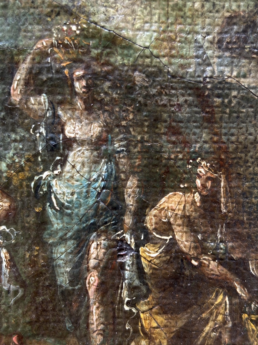 Tableau Ancien - École Française (Leclerc des Gobelins) - Scène Néoclassique - XVIIIe siècle-photo-3