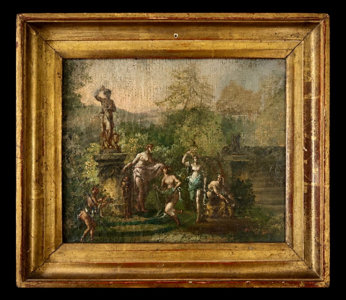 Tableau Ancien - École Française (Leclerc des Gobelins) - Scène Néoclassique - XVIIIe siècle