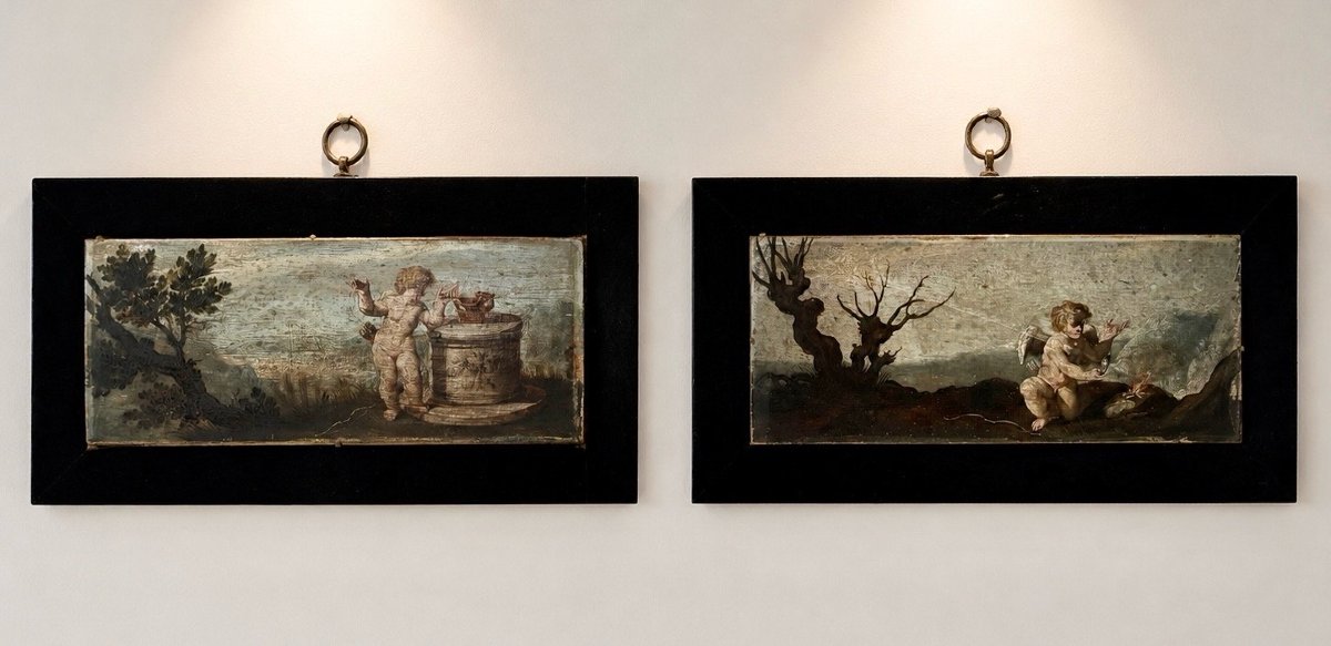 Pair Of Antique Flemish Paintings, 17th Century – Cornelius Galle (flemish School/painting)