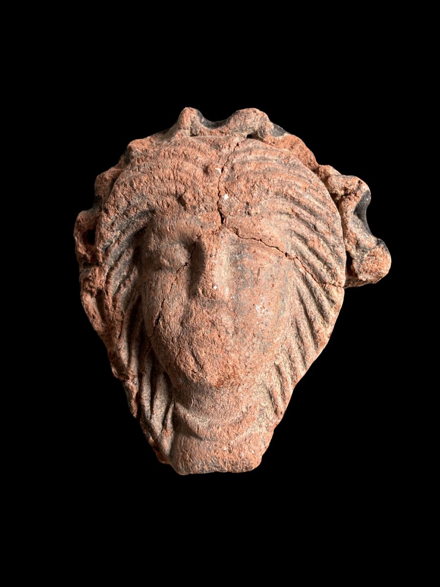 Sculpture Antique, Epoque Romaine (IIIe siècle ap. J.-C.) - Tête de Sol Invictus - Céramique
