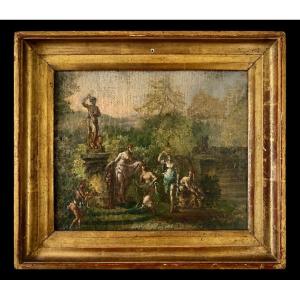 Tableau Ancien - École Française (Leclerc des Gobelins) - Scène Néoclassique - XVIIIe siècle