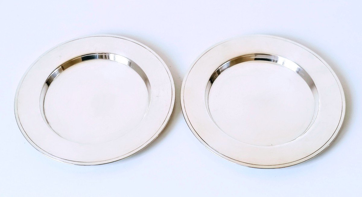 A Couple Of Art Deco Coasters In Solid Hammered Silver-photo-2