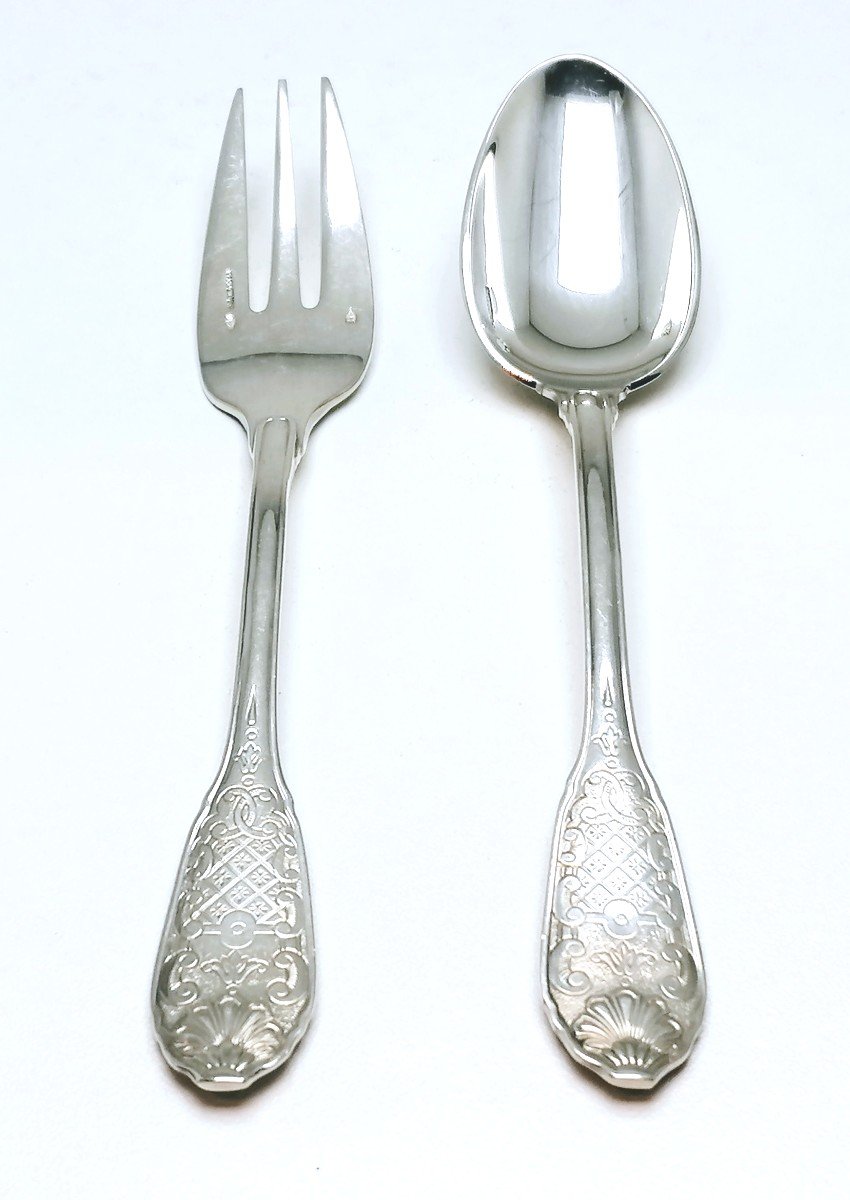 Six Cake Forks And Six Teaspoons In Solid Silver