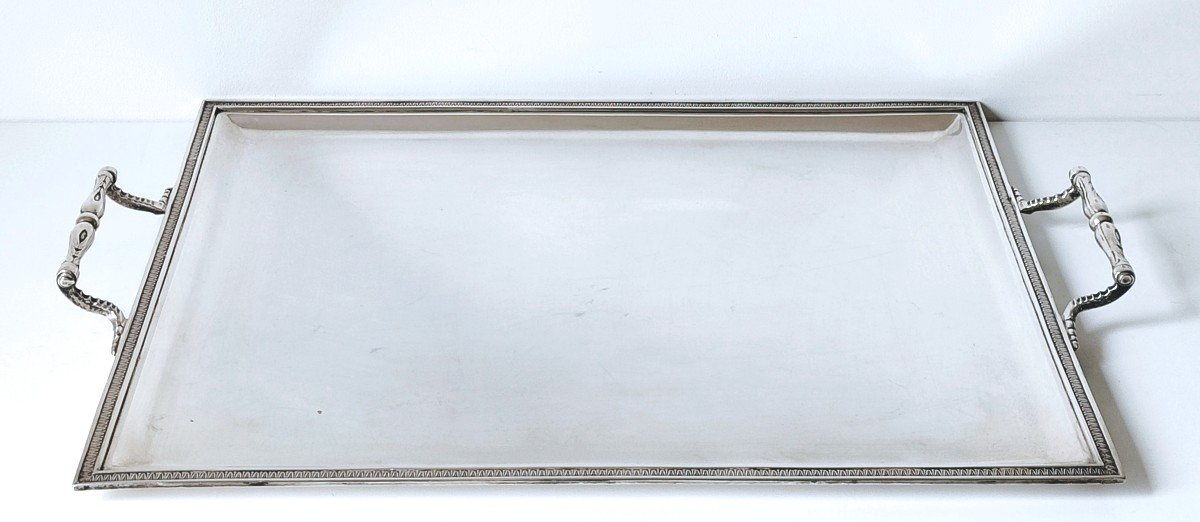 Large Empire Style Serving Tray In Solid Silver -photo-2