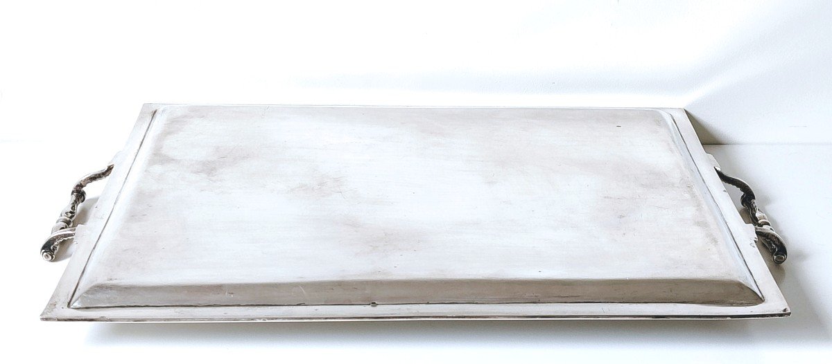 Large Empire Style Serving Tray In Solid Silver -photo-1