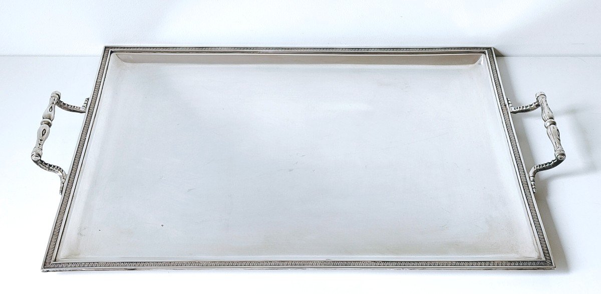 Large Empire Style Serving Tray In Solid Silver 