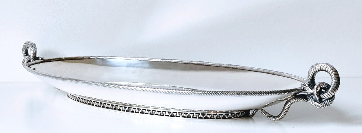 Large Centerpiece With Solid Silver Art Deco Display Stand Wolfers -photo-4