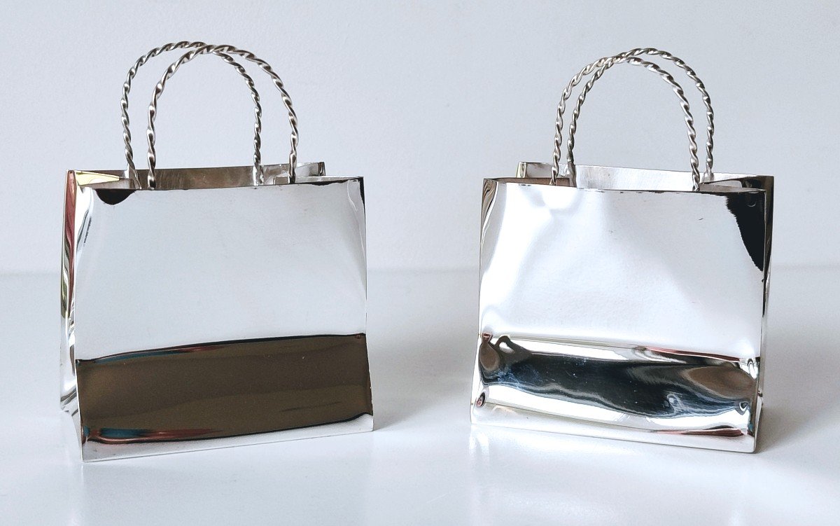 Une paire de sacs miniature en argent massif Cartier -photo-2