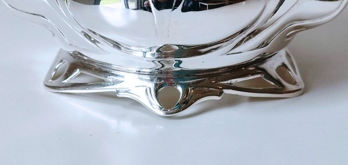 Candle Holder, Art Nouveau Centerpiece In Solid Silver Philippe Wolfers -photo-6