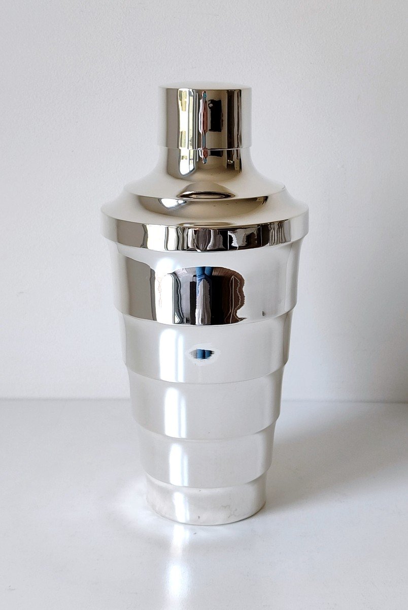 Shaker art deco en argent massif Delheid 
