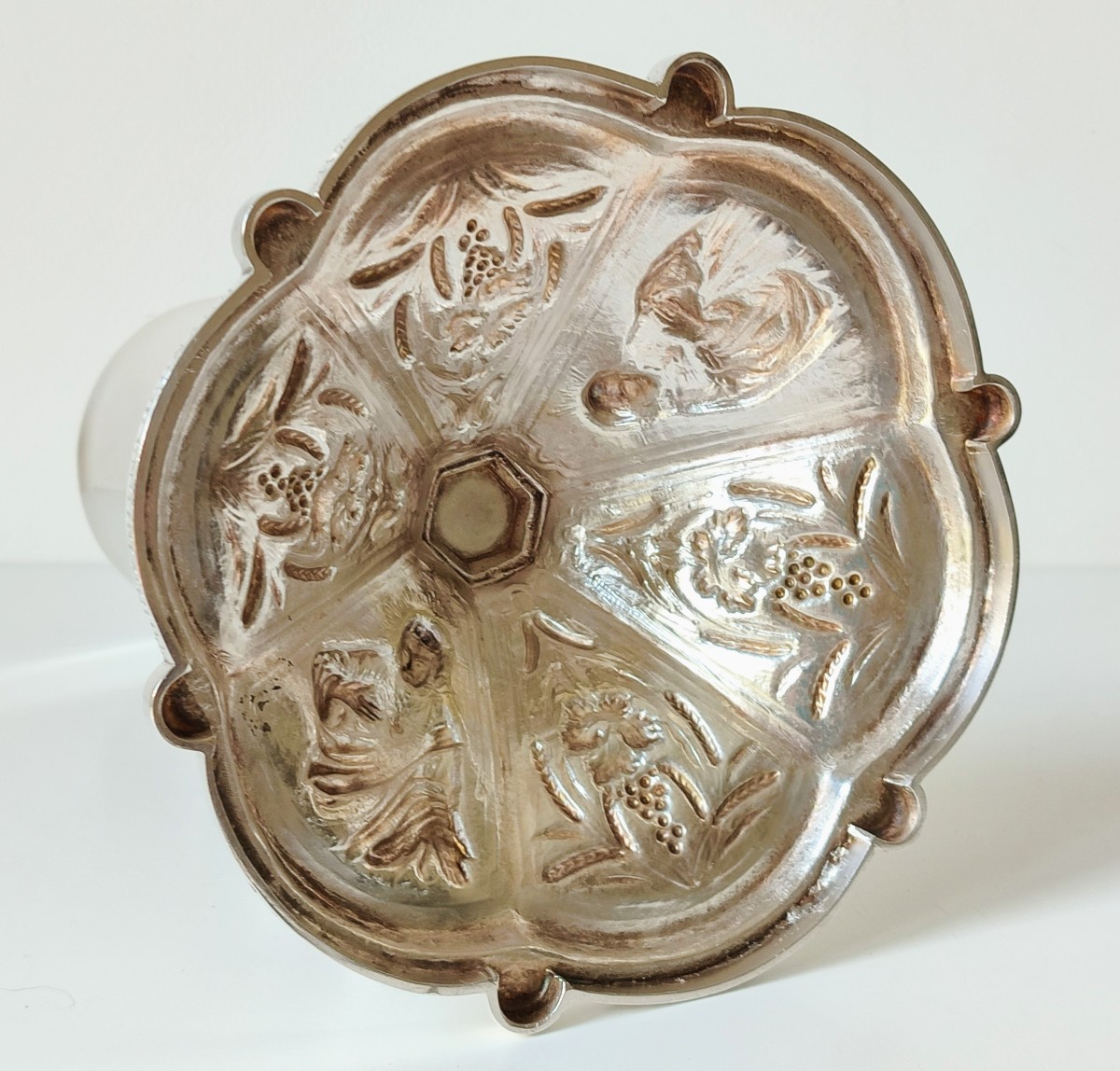 Solid Silver Chalice Inlaid With Six Amethist Stones Dublin 1878-photo-6
