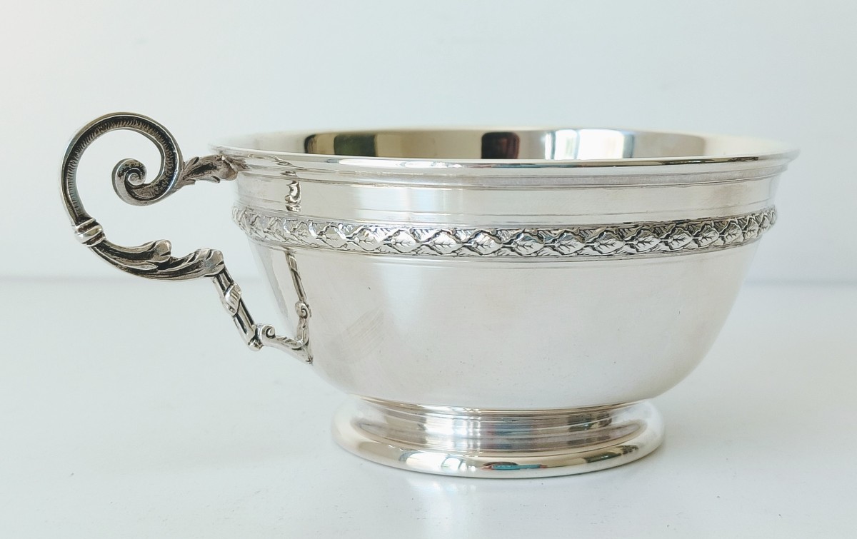 Tasse á chocolat armorié en argent massif -photo-4