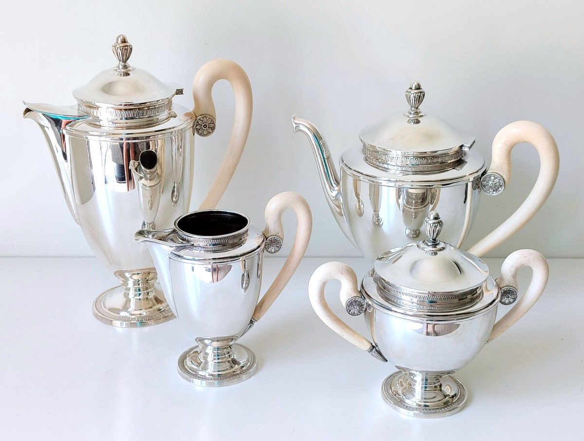 Solid Silver And Ivory Coffee And Tea Service -photo-2