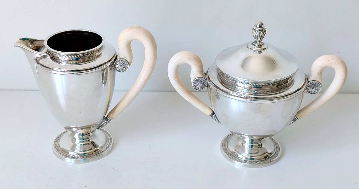 Solid Silver And Ivory Coffee And Tea Service -photo-1