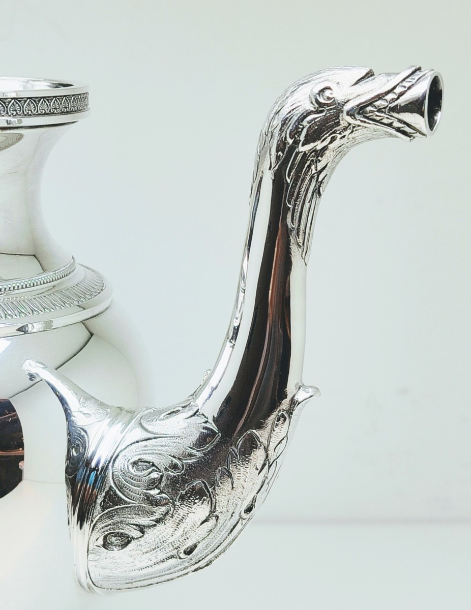 Empire Style Coffee Pot In Solid Silver And Ivory -photo-4