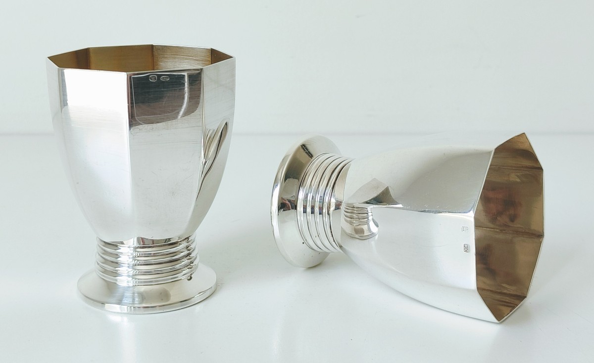 A Pair Of Solid Silver Art Deco Cups 