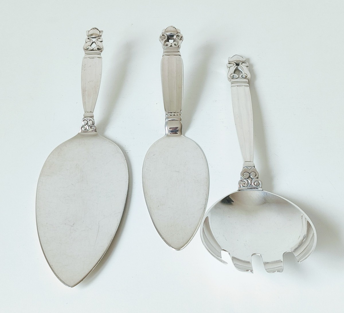 Three Georg Jensen Acorn Serving Pieces -photo-4