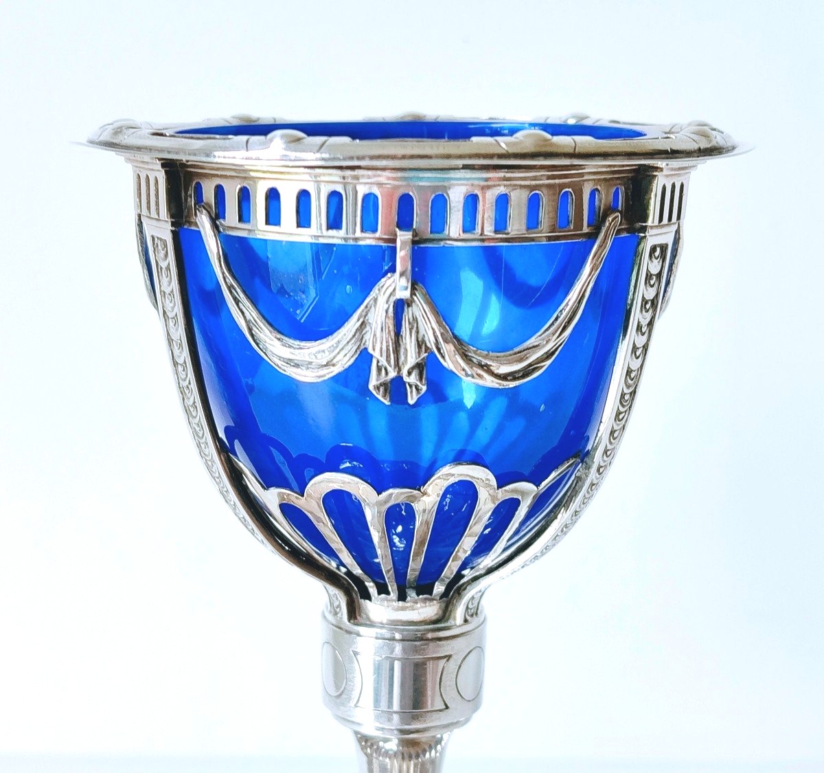 Sugar Bowl With Two Tiered Bowls In Solid Silver Louvain 1791-photo-4