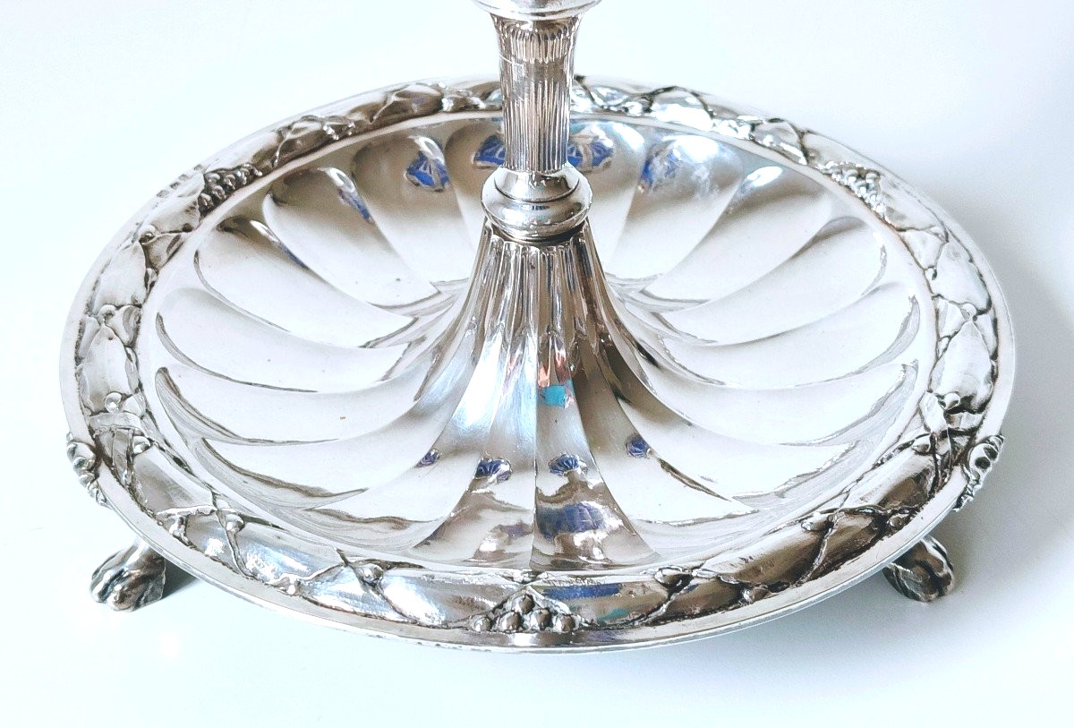 Sugar Bowl With Two Tiered Bowls In Solid Silver Louvain 1791-photo-2