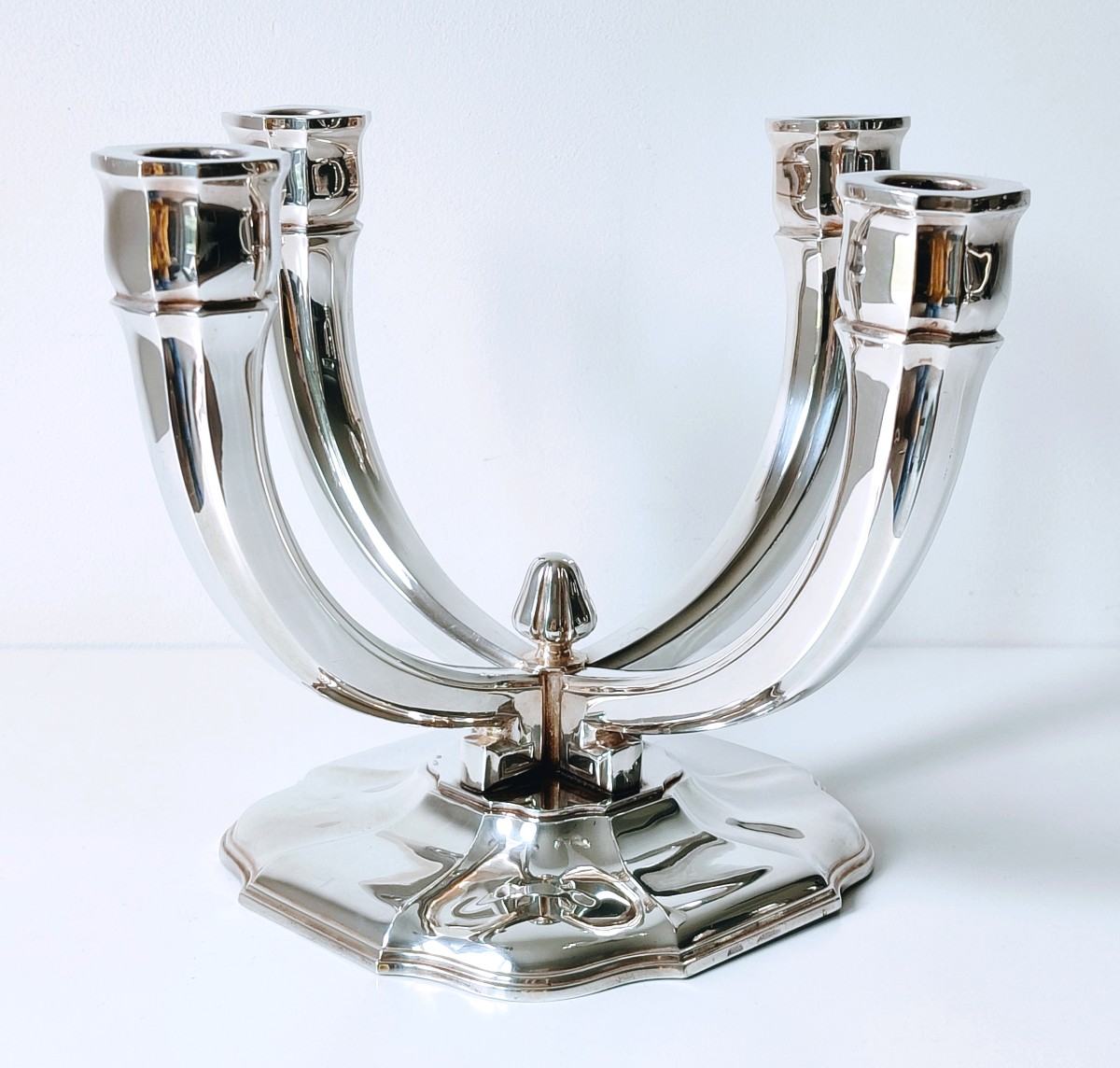 Une paire de candélabres art deco en argent massif Delheid -photo-1