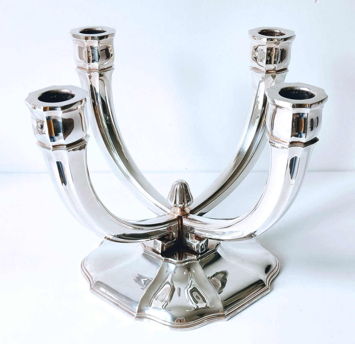 Une paire de candélabres art deco en argent massif Delheid -photo-2