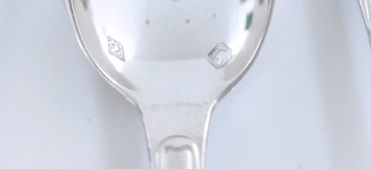 Douze cuillères à moka art deco en argent massif -photo-3