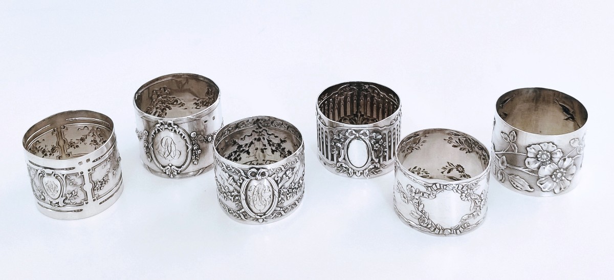 Six ronds de serviette en argent massif -photo-3