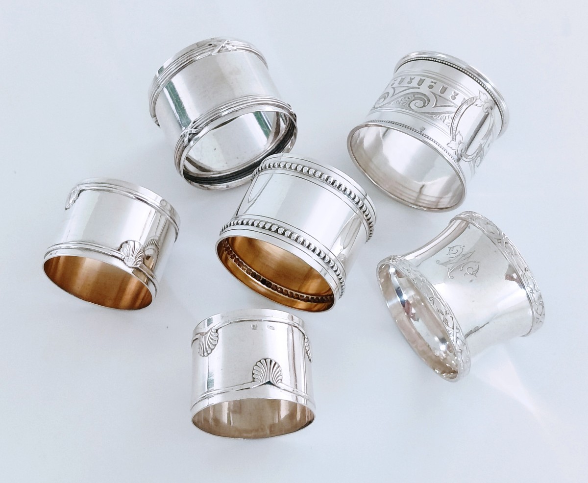 Six Solid Silver Napkin Rings 
