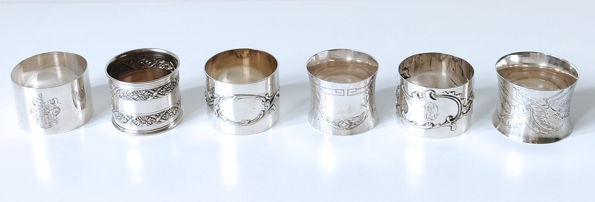 Six ronds de serviette en argent massif -photo-3