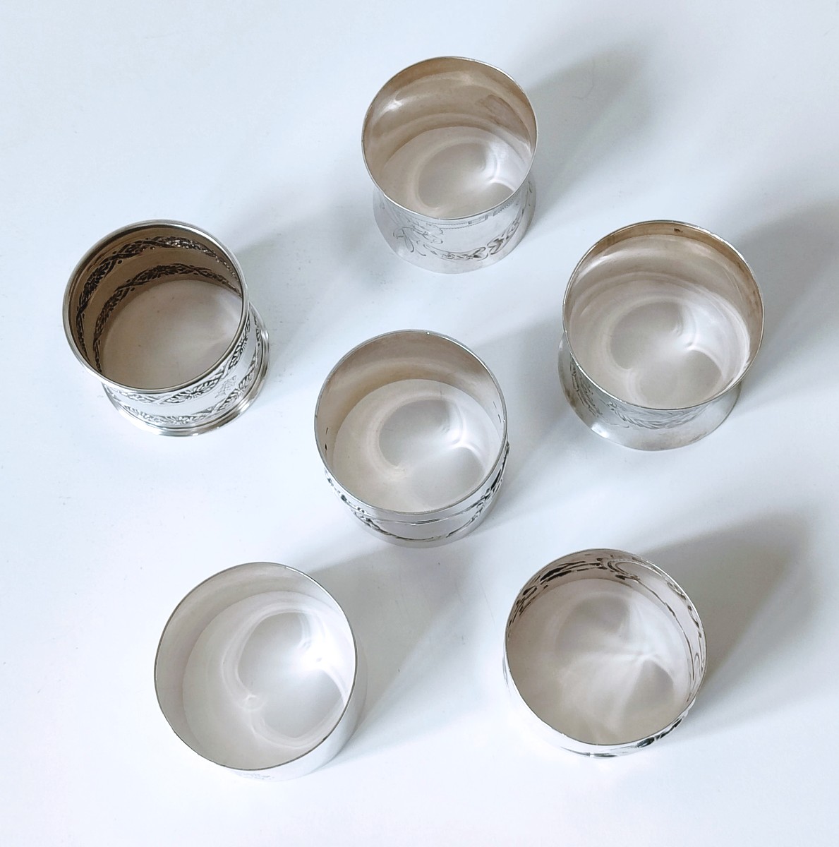 Six ronds de serviette en argent massif -photo-4