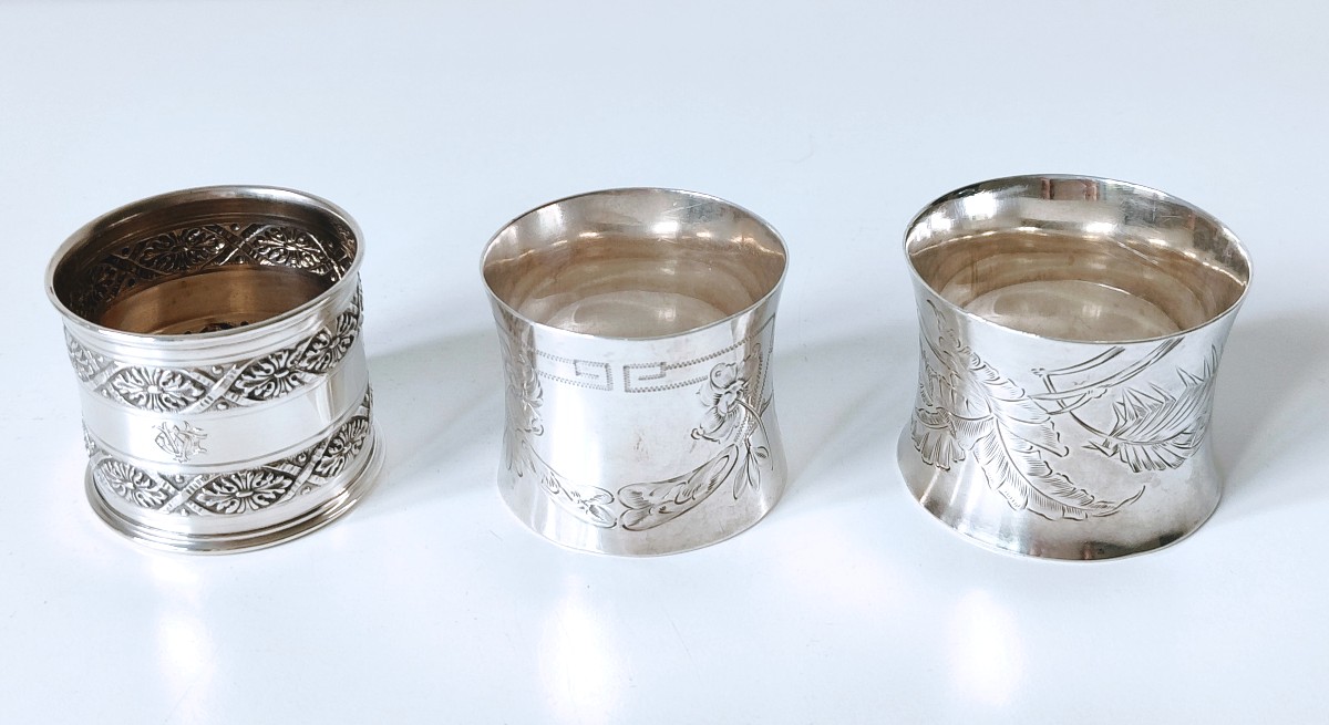 Six ronds de serviette en argent massif -photo-1