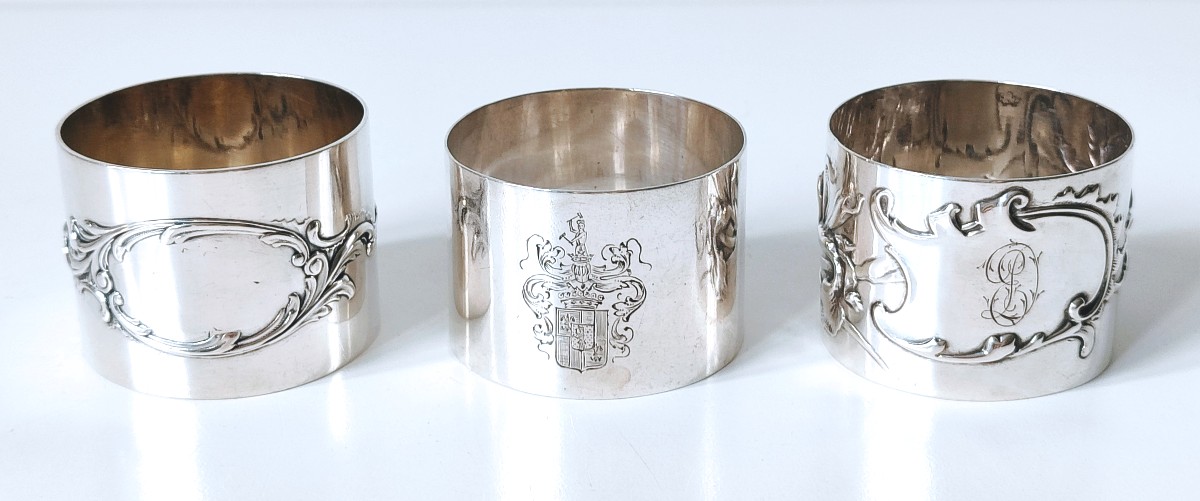 Six ronds de serviette en argent massif -photo-2