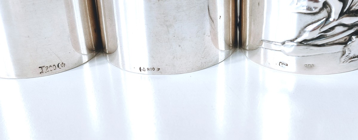 Six ronds de serviette en argent massif -photo-4