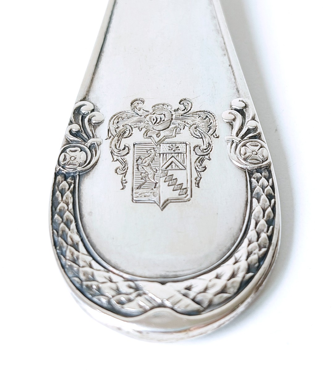 Empire Style Solid Silver Cake Server With Coat Of Arms -photo-5