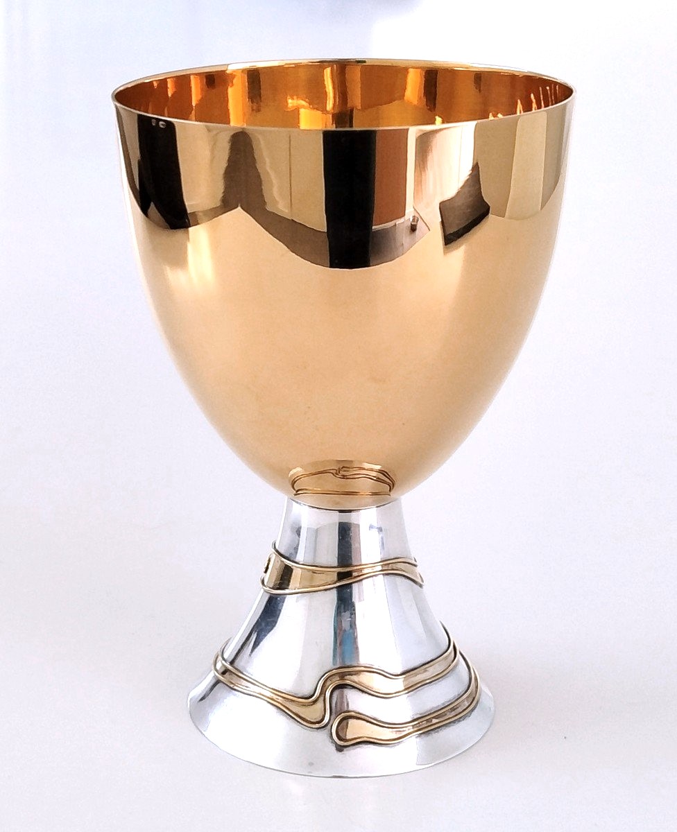 Coupe design en argent massif vermeil -photo-2