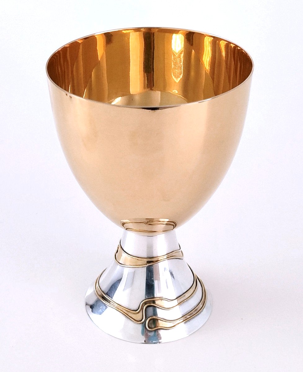 Coupe design en argent massif vermeil -photo-3