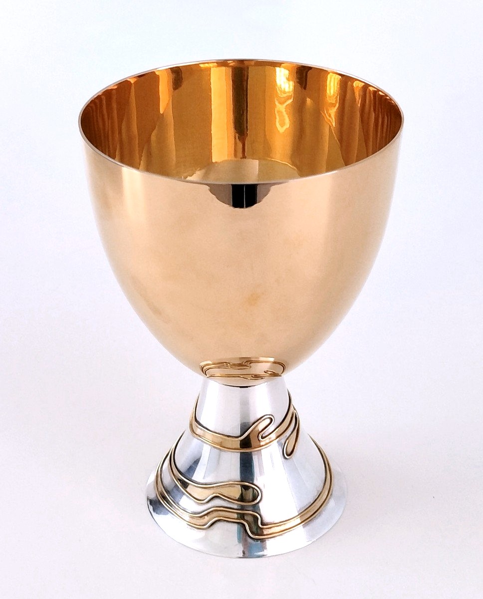 Coupe design en argent massif vermeil -photo-4