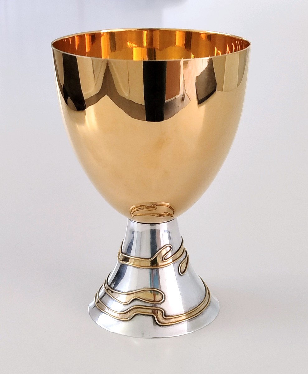 Coupe design en argent massif vermeil 