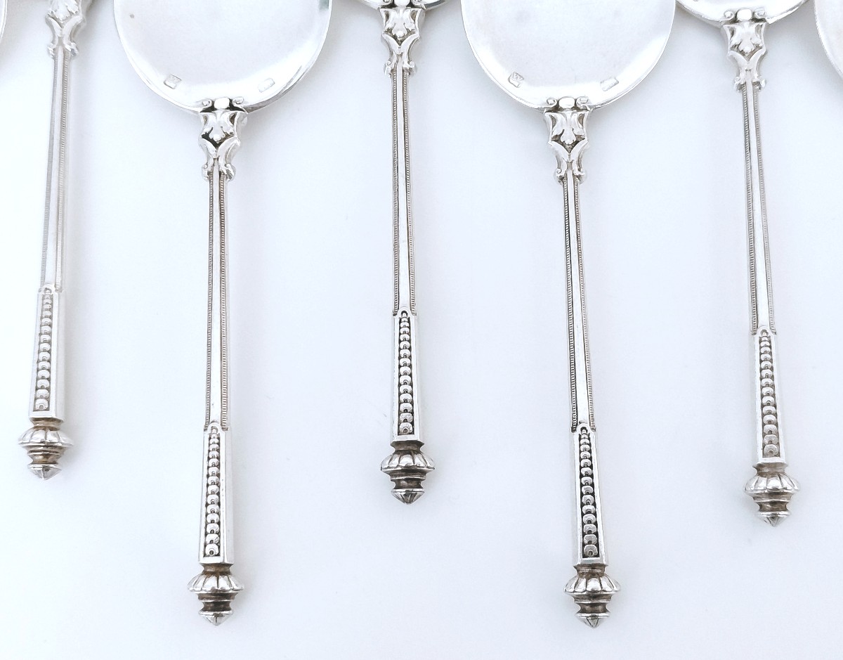 Nine Louis Wolfers Sterling Silver Ice Cream Spoons -photo-4