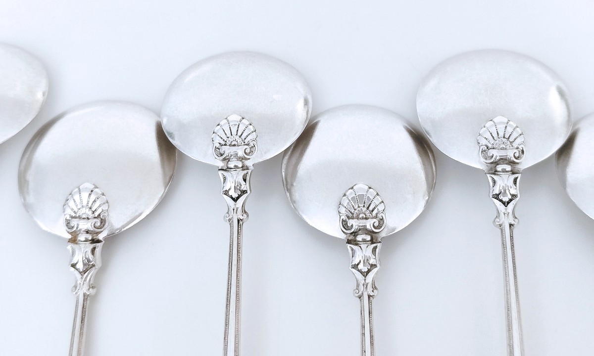 Nine Louis Wolfers Sterling Silver Ice Cream Spoons -photo-1