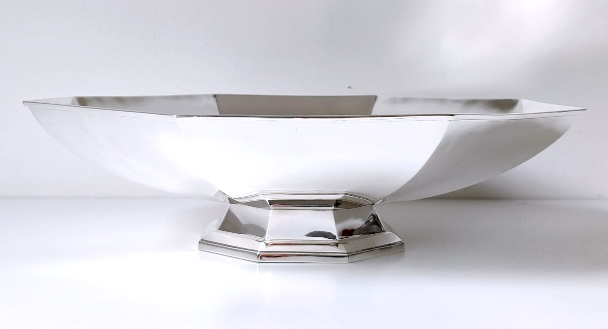 Coupe, milieu de table art deco en argent massif Wolfers -photo-2