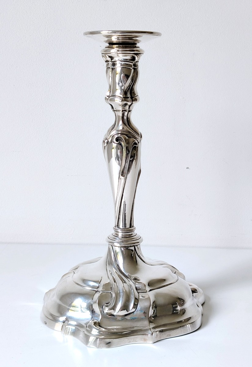 Une paire de bougeoirs en argent massif Augsbourg 1753-1755-photo-3