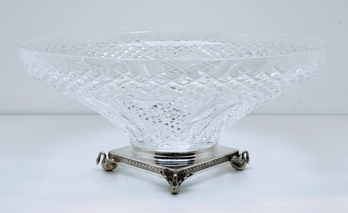 Coupe en cristal avec le pied en argent massif -photo-4